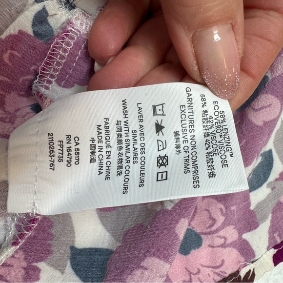 Frank & Oak Pink Floral V-Neck Peplum Top Size XS - Picture 8 of 10